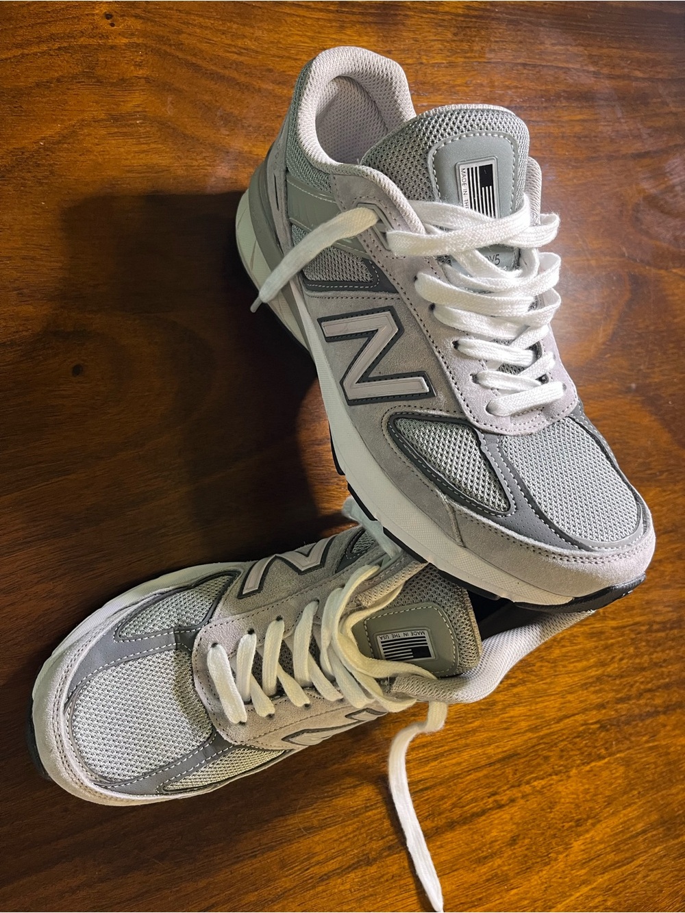 New Balance Light Gray Mesh & Suede Running Sneakers